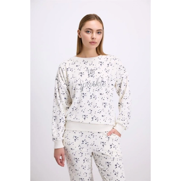 Secretsita Yıldız Desenli Tencel Pamuklu 2li Pijama Takımı