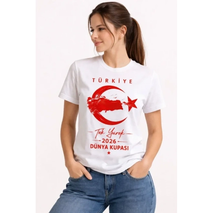 TÜRKİYE Ay Yıldız 2026 Dünya Kupasi Taraftar Forma Thirt  Beyaz