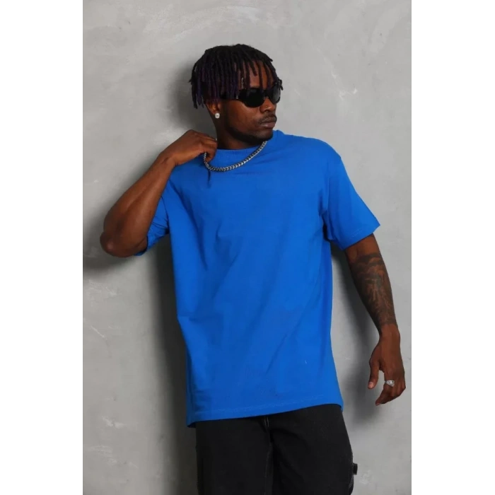 Unisex Oversize Düz Bisiklet Yaka Thirt  avi