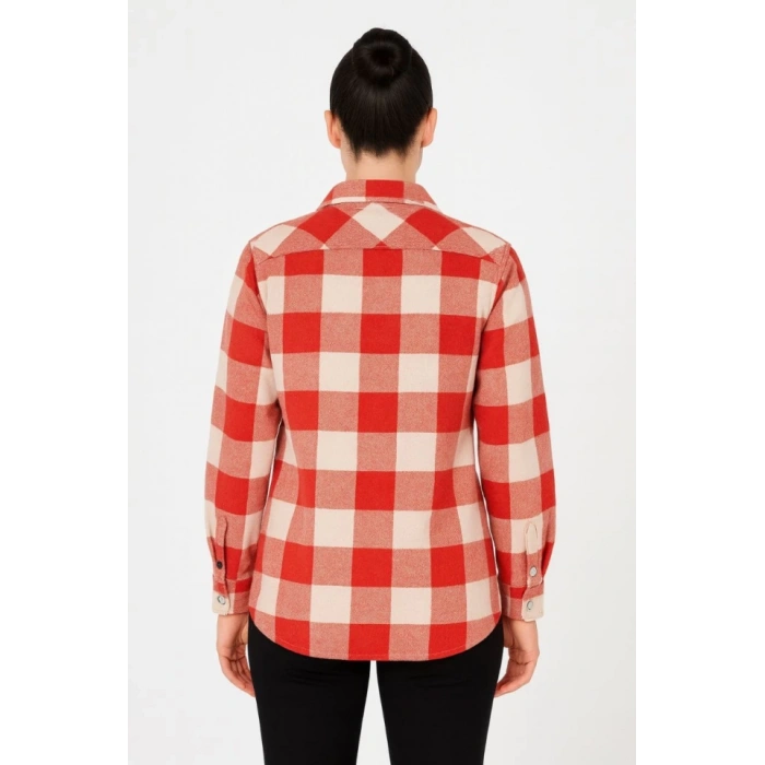 Uzun Kollu Oduncu Gömlek  Bordo