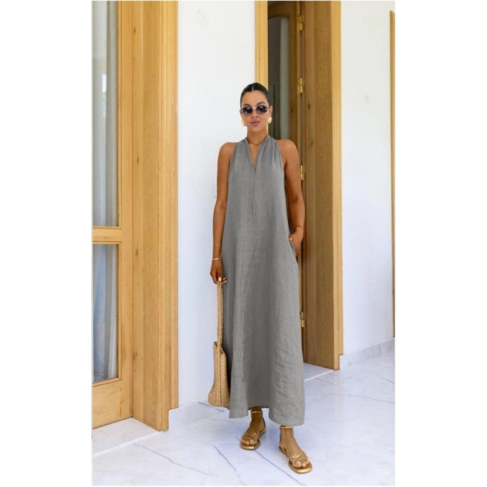 V Yaka Paraşüt Elbise