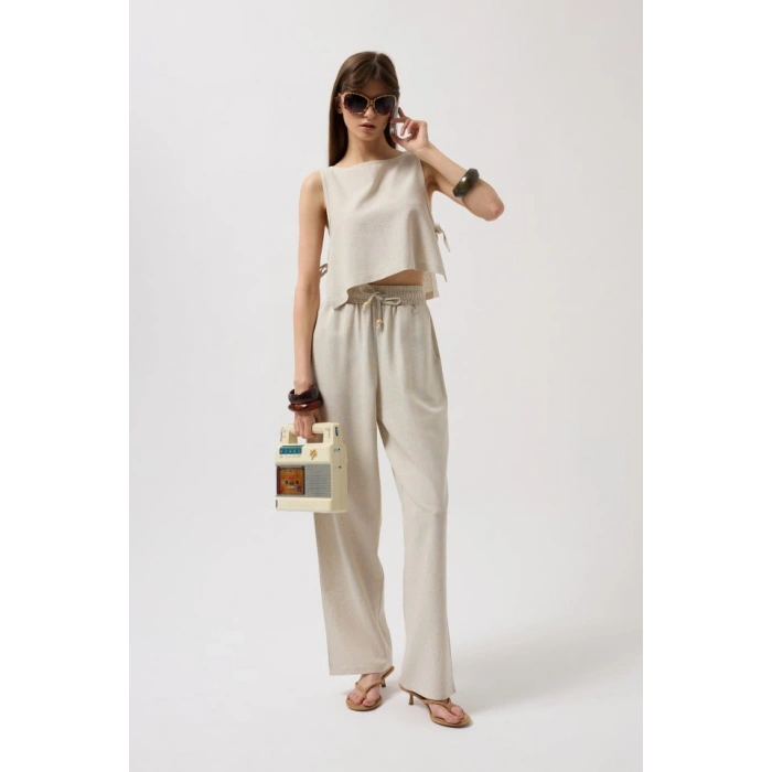 Yandan Bağlamalı Crop Bluz