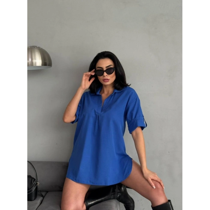 Yırtmaç Detaylı Tunik Gömlek