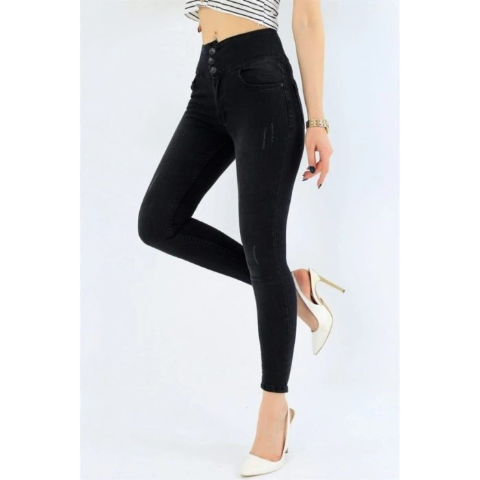 Yüksek Bel ikralı Jean Pantolon 90 Cm