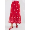 8010 Desenli Şifon Etek  A.Kırmızı