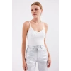 918 İp Askılı Crop Top  Beyaz