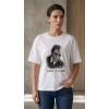Atatürk Baskılı Tişört Kısa Kollu Bisiklet Yaka Thirt  Beyaz