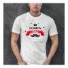 Babalar Günü Hediye Baba Temalı Baskılı Oversize Bisiklet Yaka Tshirt  Beyaz