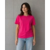 Basic Pamuklu Tişört Bisiklet Yaka Düz Renk Relaxed Fit Thirt  Fuşya