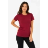 Basic Tişört Bisiklet Yaka Kısa Kol Günlük Yazlık lim Fit Thirt  Bordo