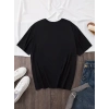 Baskılı Oversize Bisiklet Yaka Tshirt  iyah