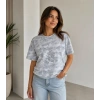 Batik Desenli Tişört Bisiklet Yaka Kısa Kol Regular Fit Tshirt  Gri