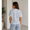 Batik Desenli Tişört Bisiklet Yaka Kısa Kol Regular Fit Tshirt  Gri