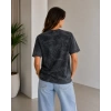Batik Desenli Tişört Bisiklet Yaka Kısa Kol Regular Fit Tshirt  iyah