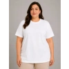 Battal Big Size Basic Tişört Bisiklet Yaka Rahat Kalıp TShirt  Beyaz