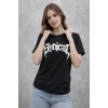 Bisiklet Yaka Ön Baskılı  Kısa Kollu Tişört treetwear Günlük Basic Pamuklu Tshirt  iyah