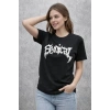Bisiklet Yaka Ön Baskılı  Kısa Kollu Tişört treetwear Günlük Basic Pamuklu Tshirt  iyah