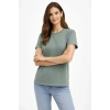 Bisiklet Yaka Tişört Regular Kalıp Basic Pamuklu Günlük Kullanım Tshirt  int Yeşili