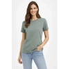Bisiklet Yaka Tişört Regular Kalıp Basic Pamuklu Günlük Kullanım Tshirt  int Yeşili