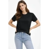 Bisiklet Yaka Tişört Regular Kalıp Basic Pamuklu Günlük Kullanım Tshirt  iyah