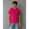 Erkek Basic Pamuklu Tişört Bisiklet Yaka Düz Renk Regular Fit Thirt  Fuşya