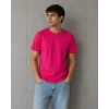 Erkek Basic Pamuklu Tişört Bisiklet Yaka Düz Renk Regular Fit Thirt  Fuşya