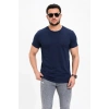 Erkek Basic Tişört Bisiklet Yaka Kısa Kol Günlük Yazlık lim Fit Thirt  acivert