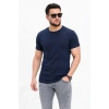 Erkek Basic Tişört Bisiklet Yaka Kısa Kol Günlük Yazlık lim Fit Thirt  acivert