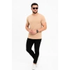 Erkek Basic Tişört Bisiklet Yaka Kısa Kol Günlük Yazlık lim Fit Thirt  Bej