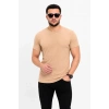 Erkek Basic Tişört Bisiklet Yaka Kısa Kol Günlük Yazlık lim Fit Thirt  Bej