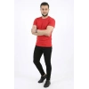 Erkek Basic Tişört Bisiklet Yaka Kısa Kol Günlük Yazlık lim Fit Thirt  Kırmızı