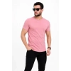 Erkek Basic Tişört Bisiklet Yaka Kısa Kol Günlük Yazlık lim Fit Thirt  Pembe