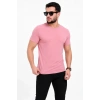 Erkek Basic Tişört Bisiklet Yaka Kısa Kol Günlük Yazlık lim Fit Thirt  Pembe