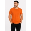 Erkek Basic Tişört Bisiklet Yaka Kısa Kol Günlük Yazlık lim Fit Thirt  Turuncu