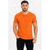 Erkek Basic Tişört Bisiklet Yaka Kısa Kol Günlük Yazlık lim Fit Thirt  Turuncu