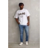 Erkek Baskılı Thirt Kısa Kol Bisiklet Yaka Regular Fit Rahat Kalıp Günlük Tişört  Beyaz