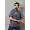 Erkek Baskılı Thirt Kısa Kol Bisiklet Yaka Regular Fit Rahat Kalıp Günlük Tişört  Füme