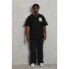 Erkek Baskılı Thirt Kısa Kol Bisiklet Yaka Regular Fit Rahat Kalıp Günlük Tişört  iyah