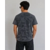 Erkek Batik Desenli Tişört Bisiklet Yaka Kısa Kol Regular Fit Tshirt  Füme