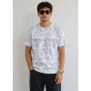 Erkek Batik Desenli Tişört Bisiklet Yaka Kısa Kol Regular Fit Tshirt  Gri