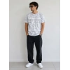Erkek Batik Desenli Tişört Bisiklet Yaka Kısa Kol Regular Fit Tshirt  Gri