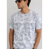 Erkek Batik Desenli Tişört Bisiklet Yaka Kısa Kol Regular Fit Tshirt  Gri