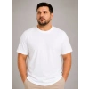 Erkek Battal Big Size Basic Tişört Bisiklet Yaka Rahat Kalıp TShirt  Beyaz