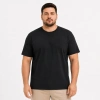 Erkek Battal Big Size Basic Tişört Bisiklet Yaka Rahat Kalıp TShirt  Siyah