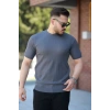 Erkek Bisiklet Yaka örgü Desenli Kısa örme Triko Kısa Kollu Tshirt