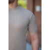 Erkek Bisiklet Yaka örgü Desenli Kısa örme Triko Kısa Kollu Tshirt