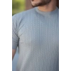 Erkek Bisiklet Yaka örgü Desenli Kısa örme Triko Kısa Kollu Tshirt