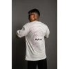 Erkek Bisiklet Yakalı ırt Baskılı Oversize Thirt  Beyaz