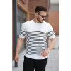 Erkek çizgi Desenli Bisiklet Yaka Kısa Kollu Tsihrt