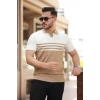 Erkek çizgi Desenli Yakalı Kısa Kollu Tshirt